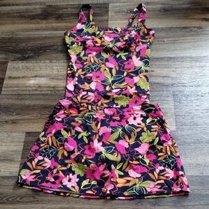Land's End Mastectomy Tankini Size 12L D Cup & Swim Skirt Size 12L Sea Jungle